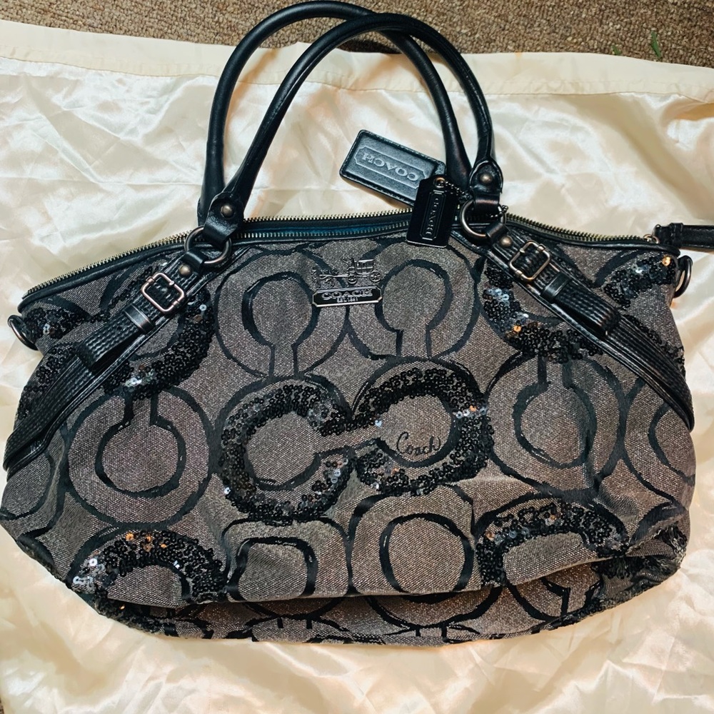 Black Sequin Coach Bag